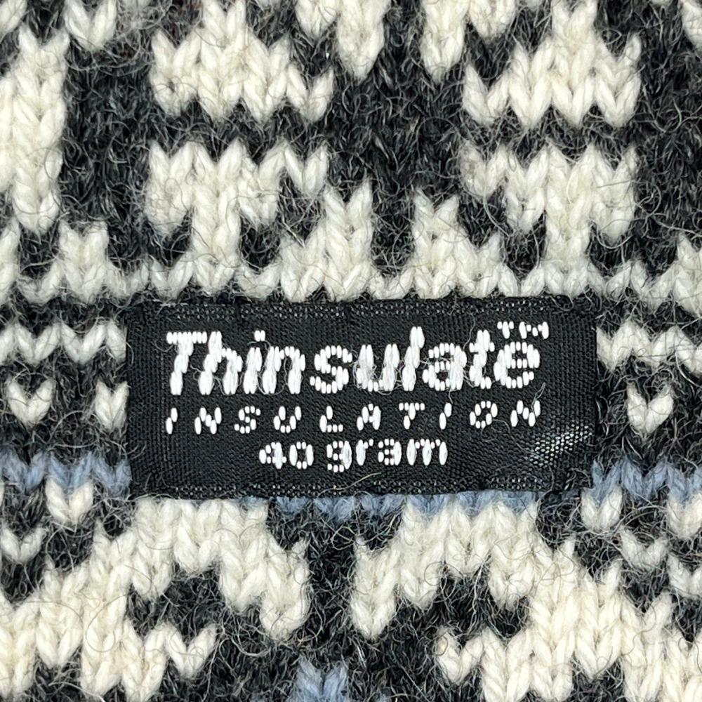 Thinsulate Nordic Knit Mittens Womens Gray White Fair Isle Wool Blend 40g Lined - Picture 9 of 12